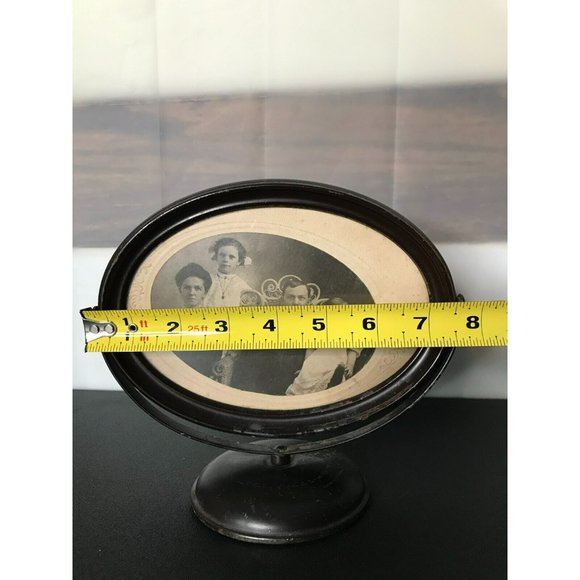 Antique Nathan M Stone Chicago Oval Metal Frame Family Photo Baby & Girl - Picture 10 of 11